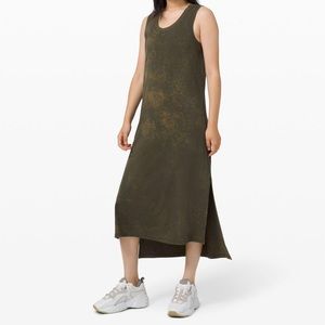 Lululemon Green All Yours Tank Midi Dress Cloudy Wash Dark Olive